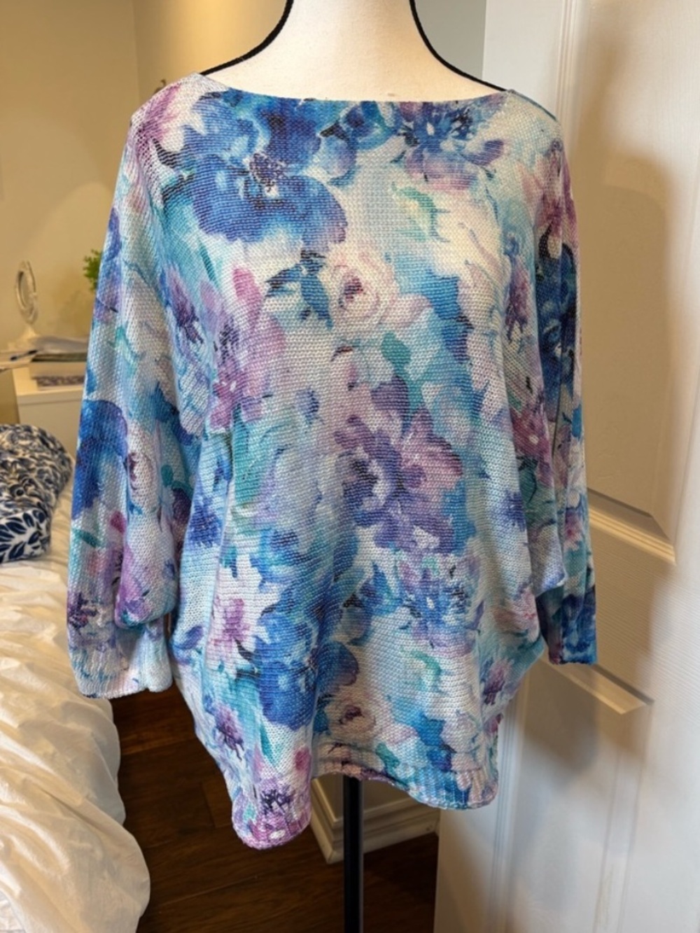 Made in Italy Watercolour Floral Oversized Knit Top 3X